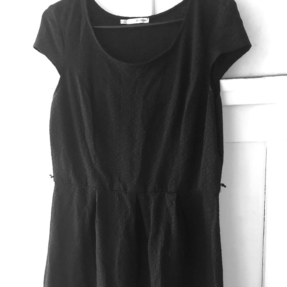 Black, short sleeved office dress